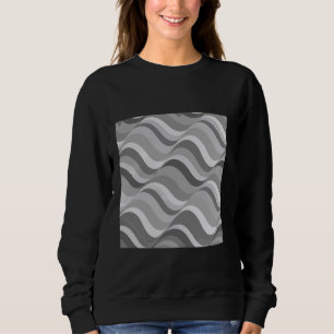 Geometrische Retro Wave Stripes Grijs - Wit Optisc Trui