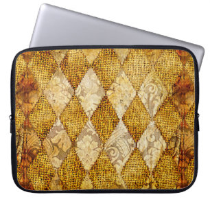 geometrische retroachtergrond in gouden kleuren laptop sleeve