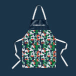 geometrische retroblauwe rode, moderne kerstavond schort<br><div class="desc">geometrische retroblauwe rode groene moderne kerstcadeautjes met een ontwerp voor een ontwerp</div>