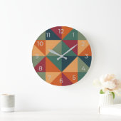 Geometrische retrokleuren wandklok (Huis)