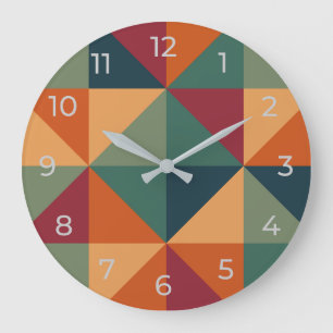 Geometrische retrokleuren wandklok