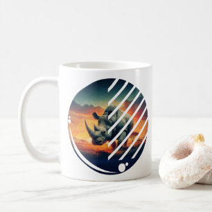 Geometrische Rhino Sunset Scene Koffiemok