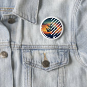 Geometrische Rhino Sunset Scene Ronde Button 5,7 Cm (In situ)