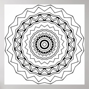Geometrische Ring Mandala Kleurplaat Dikke Lijnen Poster