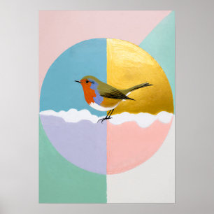 Geometrische Robin bol Poster