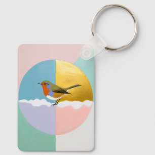 Geometrische Robinbol Sleutelhanger