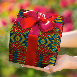 Geometrische rode Blauw en Gele  Tribale Etnische Cadeaupapier