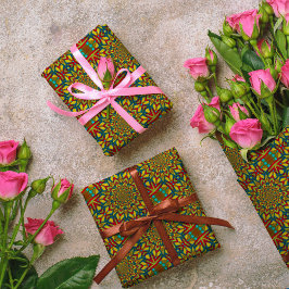 Geometrische rode Blauw en Gele  Tribale Etnische Cadeaupapier