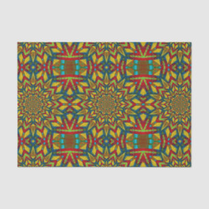 Geometrische rode Blauw en Gele  Tribale Etnische Tissuepapier