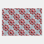 Geometrische rode cirkels Zilver inpakpapier (Voorkant 2)