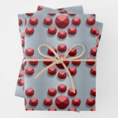 Geometrische rode cirkels Zilver inpakpapier (In situ)