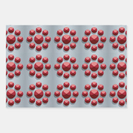 Geometrische rode cirkels Zilver inpakpapier