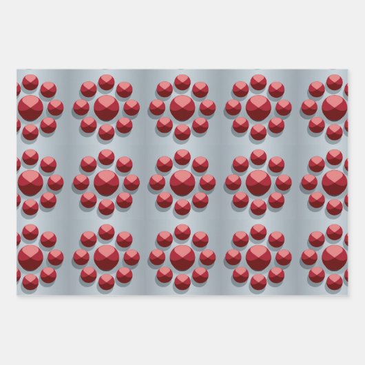 Geometrische rode cirkels Zilver inpakpapier (Voorkant)