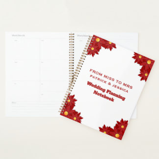 Geometrische rode en gouden bloem planner