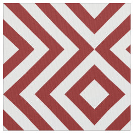 Geometrische rode en witte zigags en diamanten stof