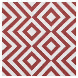 Geometrische rode en witte zigags en diamanten stof