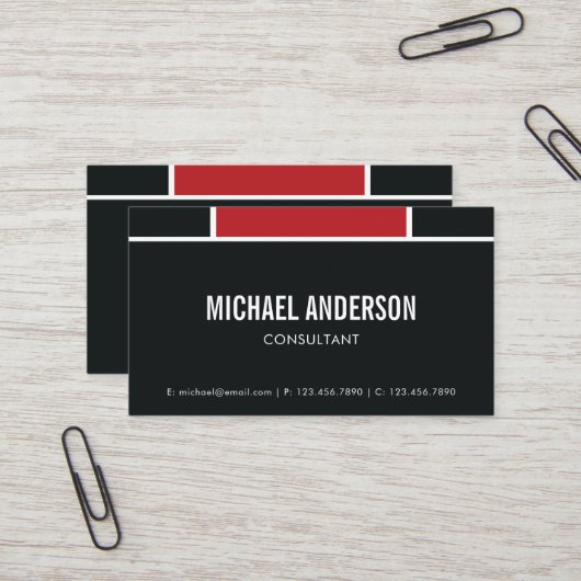 Geometrische rode en zwarte professionele visiteka visitekaartje (Voorkant / Achterkant in situ)