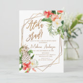 Geometrische Rode Floral Aloha Afstudeerder Afstud Kaart (Staand voorkant)