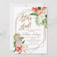 Geometrische Rode Floral Aloha Afstudeerder Afstud