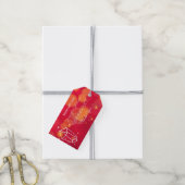 Geometrische rode glinsterende cadeaublaadjes cadeaulabel (Met Touw)