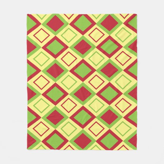 Geometrische rode groene diamant fleece deken (Voorkant)