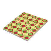 Geometrische rode groene diamant tegeltje (Zijkant)