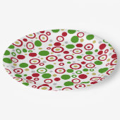 Geometrische rode groene zilveren gouden cirkels papieren bordje (Gekanteld)