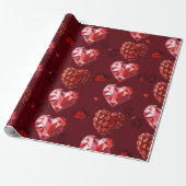 Geometrische rode harten inpakpapier (Uitgerold)