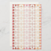 Geometrische rode ikat strepen patroon briefpapier (Voorkant / Achterkant)