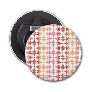 Geometrische rode ikat strepen patroon button flesopener