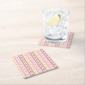 Geometrische rode ikat strepen patroon kartonnen onderzetters (Insitu)