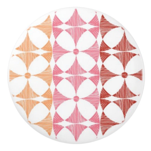 Geometrische rode ikat strepen patroon keramische knop (Voorkant)