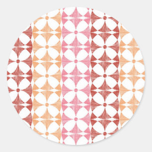 Geometrische rode ikat strepen patroon ronde sticker