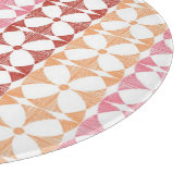 Geometrische rode ikat strepen patroon snijplank (Hoek)