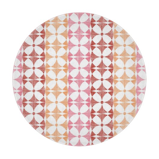 Geometrische rode ikat strepen patroon snijplank (Voorkant)