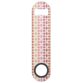 Geometrische rode ikat strepen patroon speed flessenopener (Achterkant)