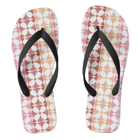 Geometrische rode ikat strepen patroon teenslippers (Voetbed)