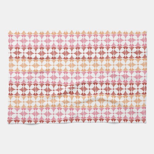 Geometrische rode ikat strepen patroon theedoek (Horizontaal)