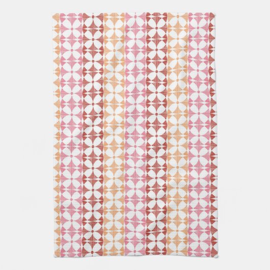 Geometrische rode ikat strepen patroon theedoek (Verticaal)