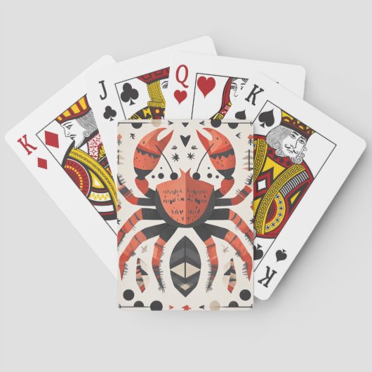 Geometrische rode krab illustratie pokerkaarten (Achterkant)