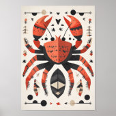 geometrische rode krab poster (Voorkant)