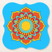 Geometrische rode mandala bloem-54567 kartonnen onderzetters (Voorkant)