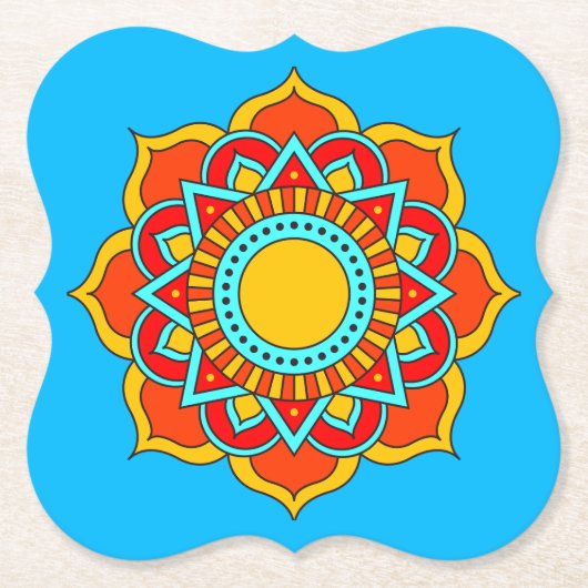 Geometrische rode mandala bloem-54567 kartonnen onderzetters (Voorkant)