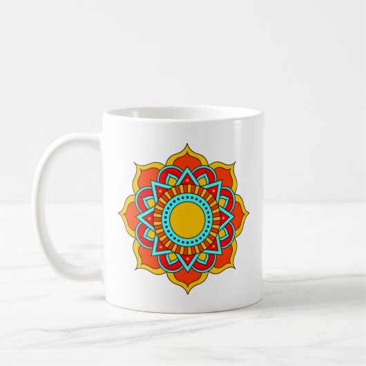 Geometrische rode mandala bloem-54567 koffiemok (Links)