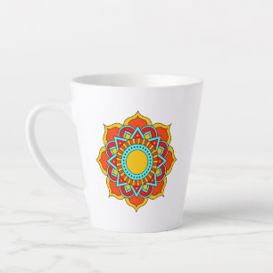 Geometrische rode mandala bloem-54567 latte mok