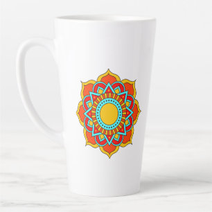 Geometrische rode mandala bloem-54567 latte mok