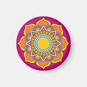 Geometrische rode mandala bloem-54567 magneet