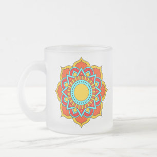 Geometrische rode mandala bloem-54567 matglas koffiemok