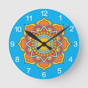 Geometrische rode mandala bloem-54567 ronde klok