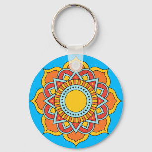 Geometrische rode mandala bloem-54567 sleutelhanger